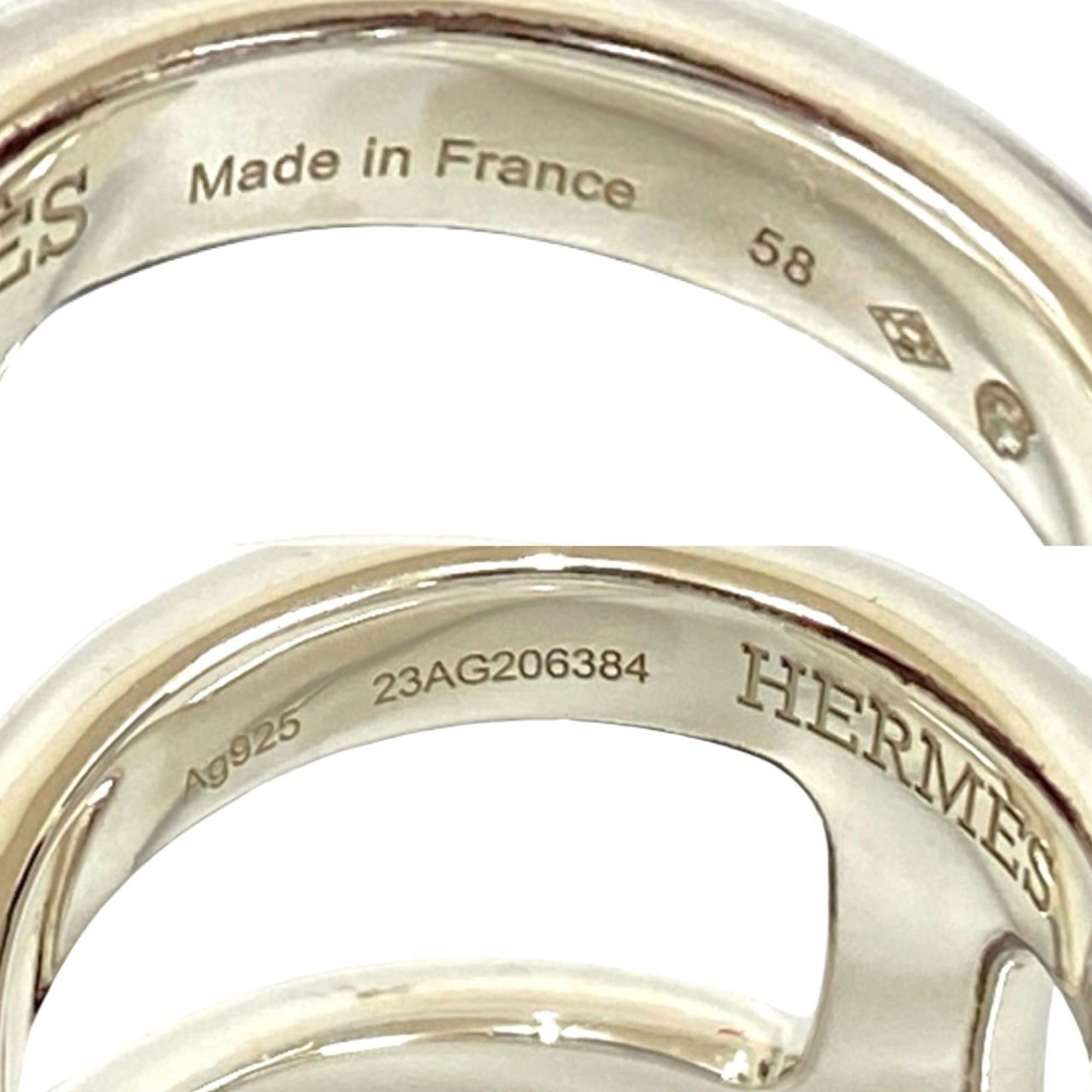 Hermes Silver Silver 925 Band Ring (Pre-Owned)
