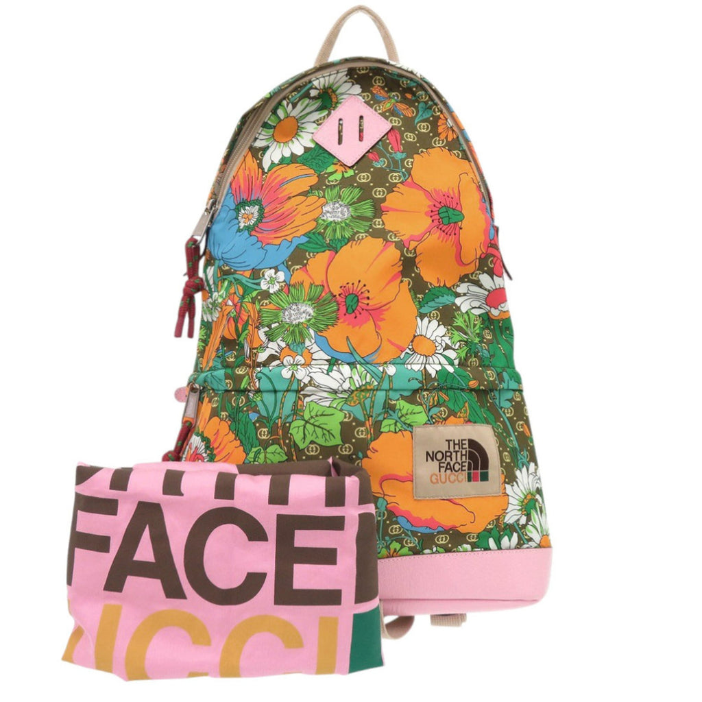 Gucci Multi-Color Pink Nylon Leather Backpack (Pre-Owned)