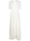 Twinset Long Lace Cotton Dress — White/ Red/ Ivory — Size XS — Front View