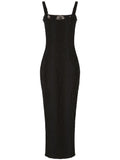 Dolce Gabbana Lace Embellished Midi Dress — Black — Size S — Front View