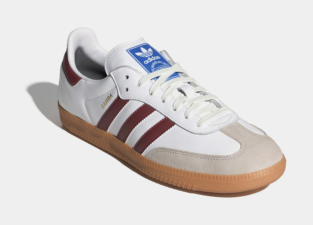 Exclusive Samba OG Mens Lifestyle Shoes (White/Burgundy/Gum) — 4 — Side View