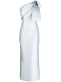 Sachin Babi Bonnie Satin Finish Gown — Blue — Size M — Front View