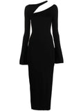 Manuri Sandy Cut Out Maxi Dress — Black/ Red — Size XS — Front View