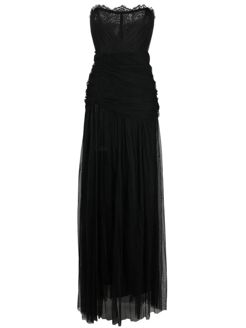 Ana Radu Corset Style Draped Maxi Dress — Black/ Red — Size XS — Front View
