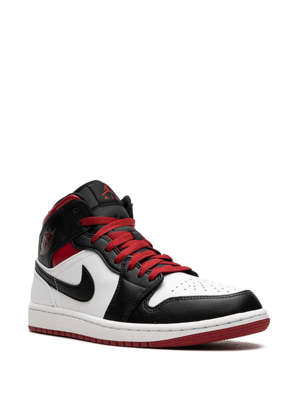 Air Jordan 1 Mid Gym Red/Black Toe Sneakers — White/Black/Red — Size US M 11.5 - US W 13 — Side View