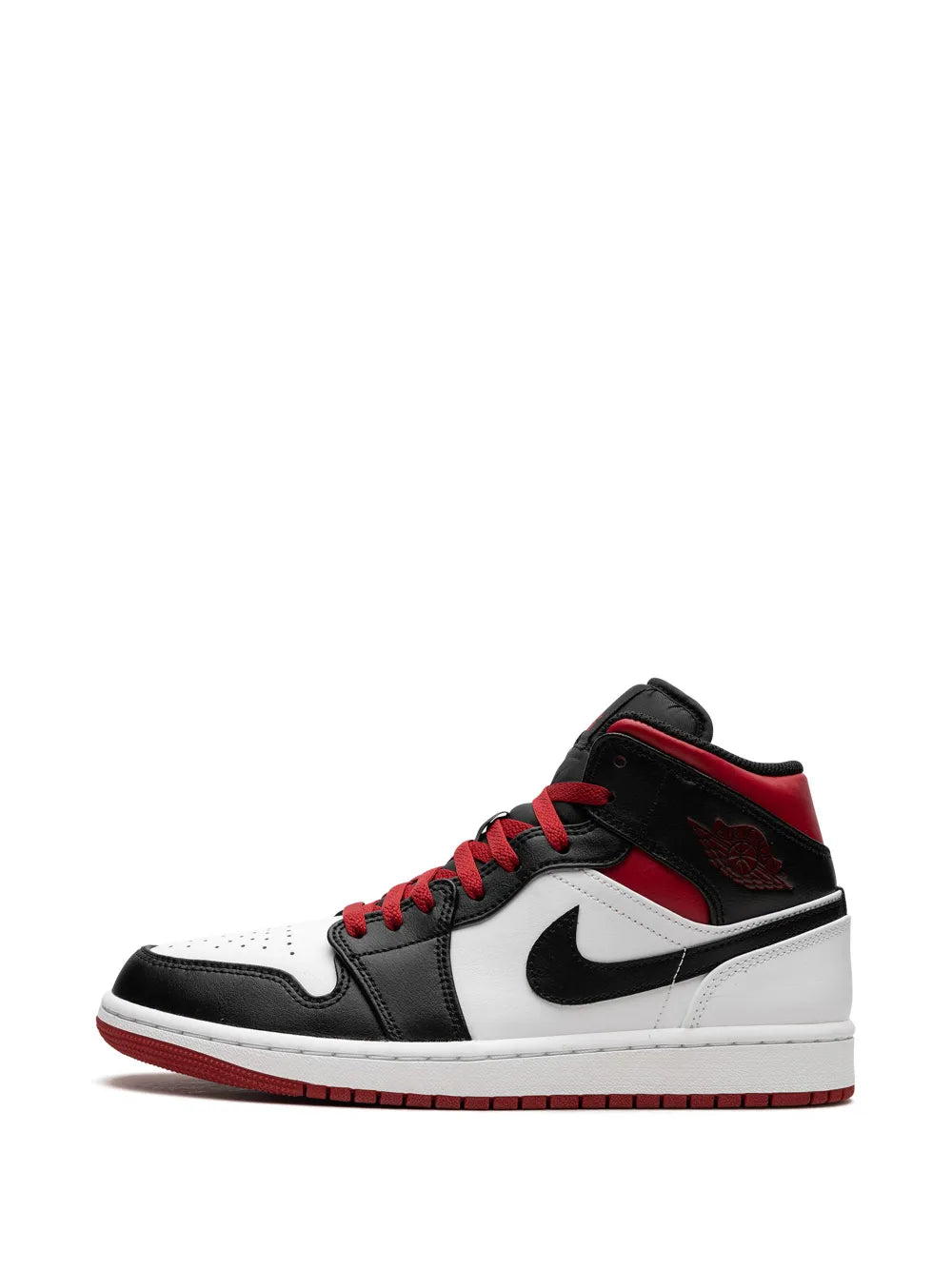 Air Jordan 1 Mid Gym Red/Black Toe Sneakers — White/Black/Red — Size US M 11.5 - US W 13 — Detail View