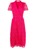 Self Portrait Belted Lace Midi Dress — Red — Size XS — Front View