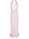 16Arlington Isolde Feather Trim Halterneck Dress — Same as shown — Size XS — Front View