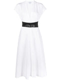 Alaia Belted A Line Midi Dress — Black/ White — Size XS — Front View