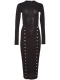 Fleur Du Mal Undo Me Midi Dress — Black/ Silver — Size S — Front View