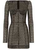 Dolce Gabbana Sequin Embellished Bustier Minidress — Black/ Red — Size XS — Front View