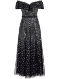 Needle Thread Grace Gloss Off Shoulder Gown — Black/ Red — Size M — Front View