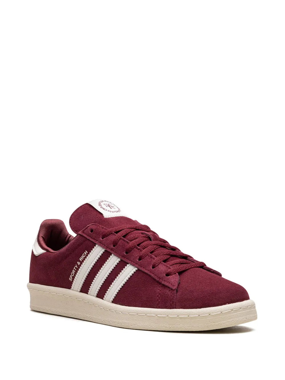 adidas Campus 80S Sporty & Rich - Merlot Cream Sneakers — Burgundy/White — Size US M 9.5 - US W 11 — Side View