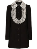 Dolce Gabbana Bib Collar Virgin Wool Blend Minidress — Black/ White — Size XS — Front View