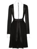 Dolce Gabbana Bib Collar Silk Blend Shirtdress — Black/ White/ Red — Size XS — Front View