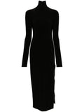 Norma Kamali Side Slit Stretch Jersey Maxi Dress — Black — Size XS — Front View