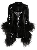 Taller Marmo Del Rio Disco Sequinned Mini Dress — Black/ Red — Size XS — Front View