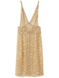 Miu Miu Bead Embellished Organza Midi Dress — Gold — Size S — Front View
