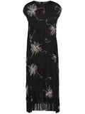Prada Fringed Embroidered Dress — Black/ Red/ Silver — Size XS — Front View