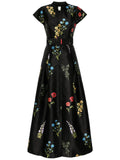 Sachin Babi Marta Floral Print Gown — Black — Size XS — Front View