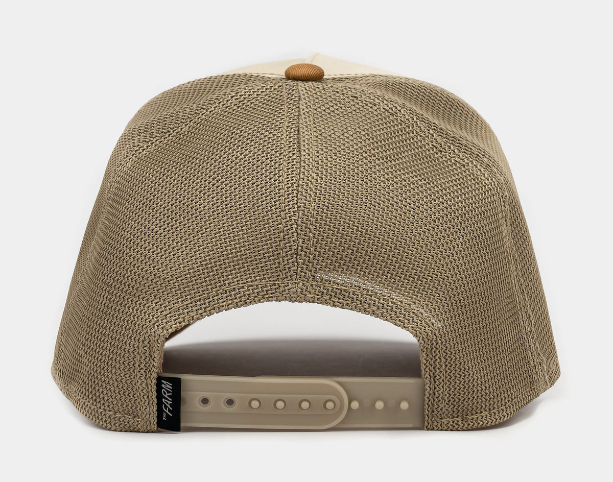 Exclusive Premium Rooster Trucker Mens Hat (Khaki/Yellow) — OS — Side View