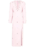 Huishan Zhang Aurore Crystal Embellished Midi Dress — Pink — Size XS — Front View