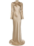 Michelle Mason Long Sleeve Silk Gown — Same as shown — Size XS — Front View