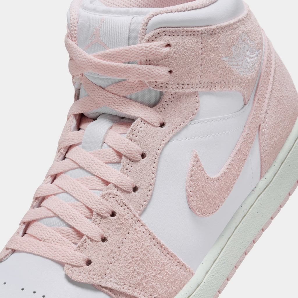 Exclusive Air Jordan 1 Mid SE Mens Lifestyle Shoes (White/Sail/Legend Pink) — 7 — Side View