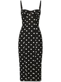 Dolce Gabbana Polka Dot Corset Midi Dress — Black/ White — Size XS — Front View