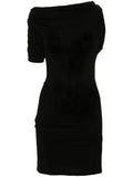 Jacquemus La Mini Robe Drapeado Dress — Black — Size S — Front View