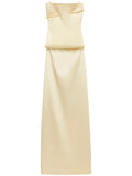 Loewe Pin Open Back Silk Maxi Dress — Yellow — Size XS — Front View