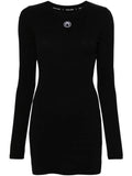Marine Serre Crescent Moon Embroidered Mini Dress — Black/ Red — Size XS — Front View