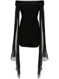 Givenchy Off Shoulder Draped Mini Dress — Black — Size XS — Front View
