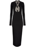 Nina Ricci Lace Panelling Maxi Dress — Black — Size S — Front View