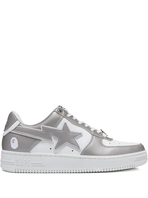 A Bathing Ape?Bape Sta #4 Logo Sneakers — White / Grey — Size US M 3.5 - US W 5 — Front View