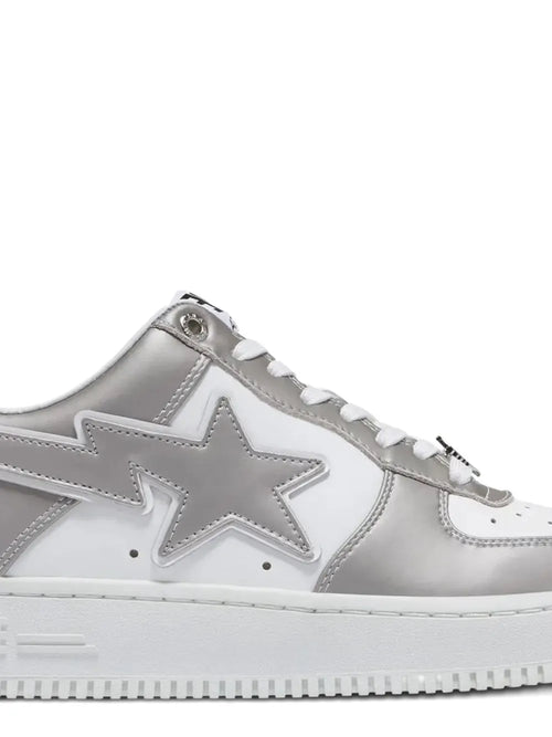 A Bathing Ape?Bape Sta #4 Logo Sneakers — White / Grey — Size US M 3.5 - US W 5 — Side View