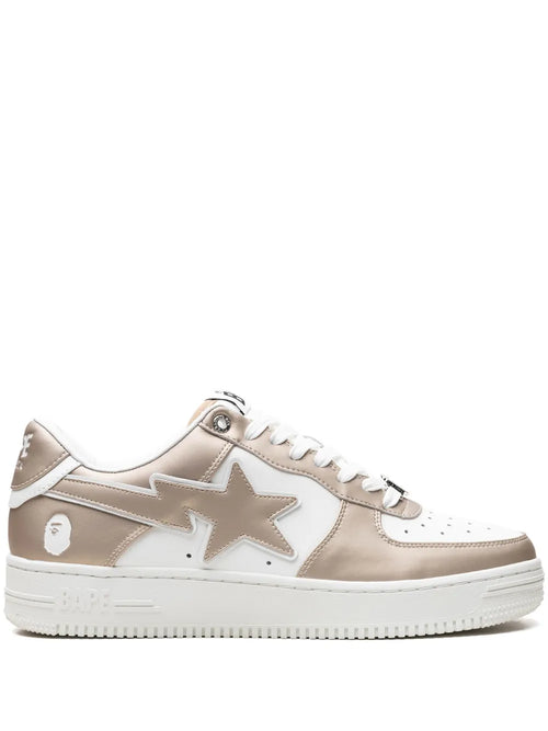 A Bathing Ape?Bape Sta #4 M1 Beige Sneakers — Beige/White — Size US M 3.5 - US W 5 — Front View