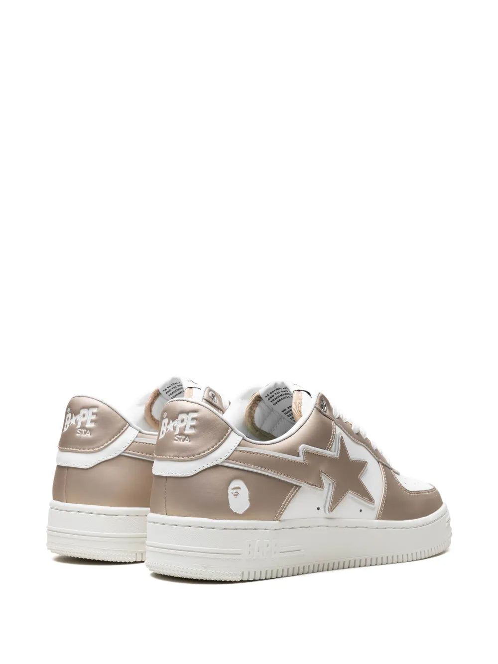 A Bathing Ape?Bape Sta #4 M1 Beige Sneakers — Beige/White — Size US M 3.5 - US W 5 — Back View
