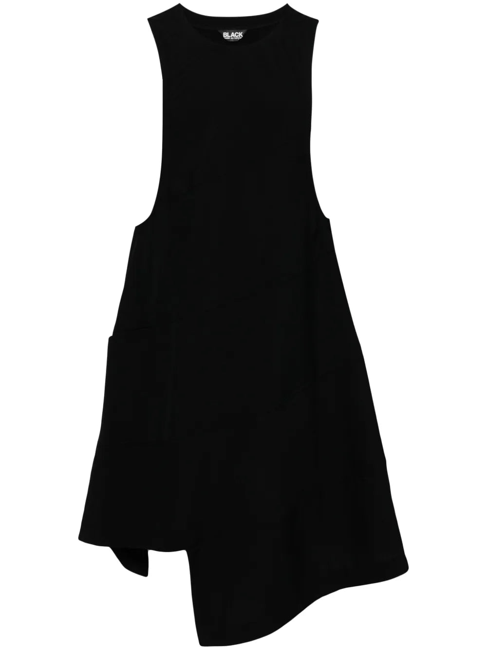 Black Comme Des Garcons Asymmetric Dress — Black/ Tan — Size XS — Front View