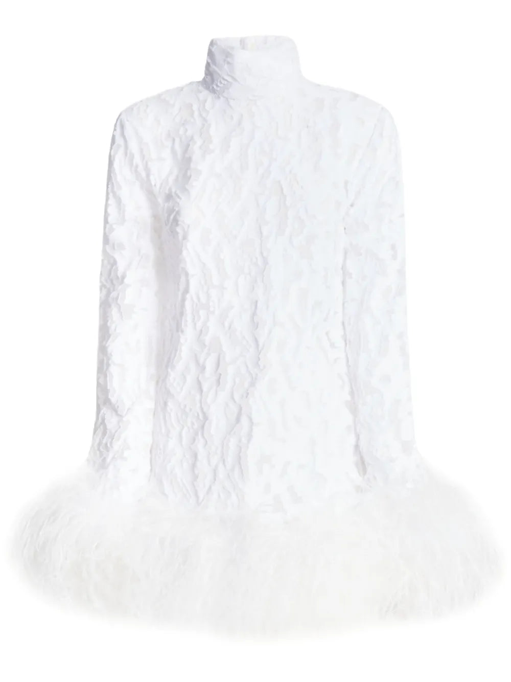Taller Marmo Gina Gina Gina Feather Trim Minidress — White — Size XS — Front View