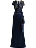 Talbot Runhof V Neck Gown — Blue — Size XS — Front View
