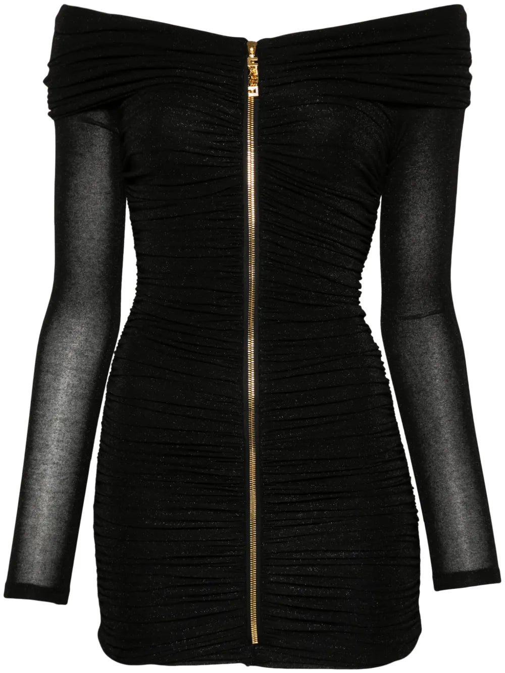 Elisabetta Franchi Lurex Mini Dress — Black — Size S — Front View