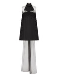 Valentino Garavani Embroidered Mini Dress — Black/ Red — Size XS — Front View