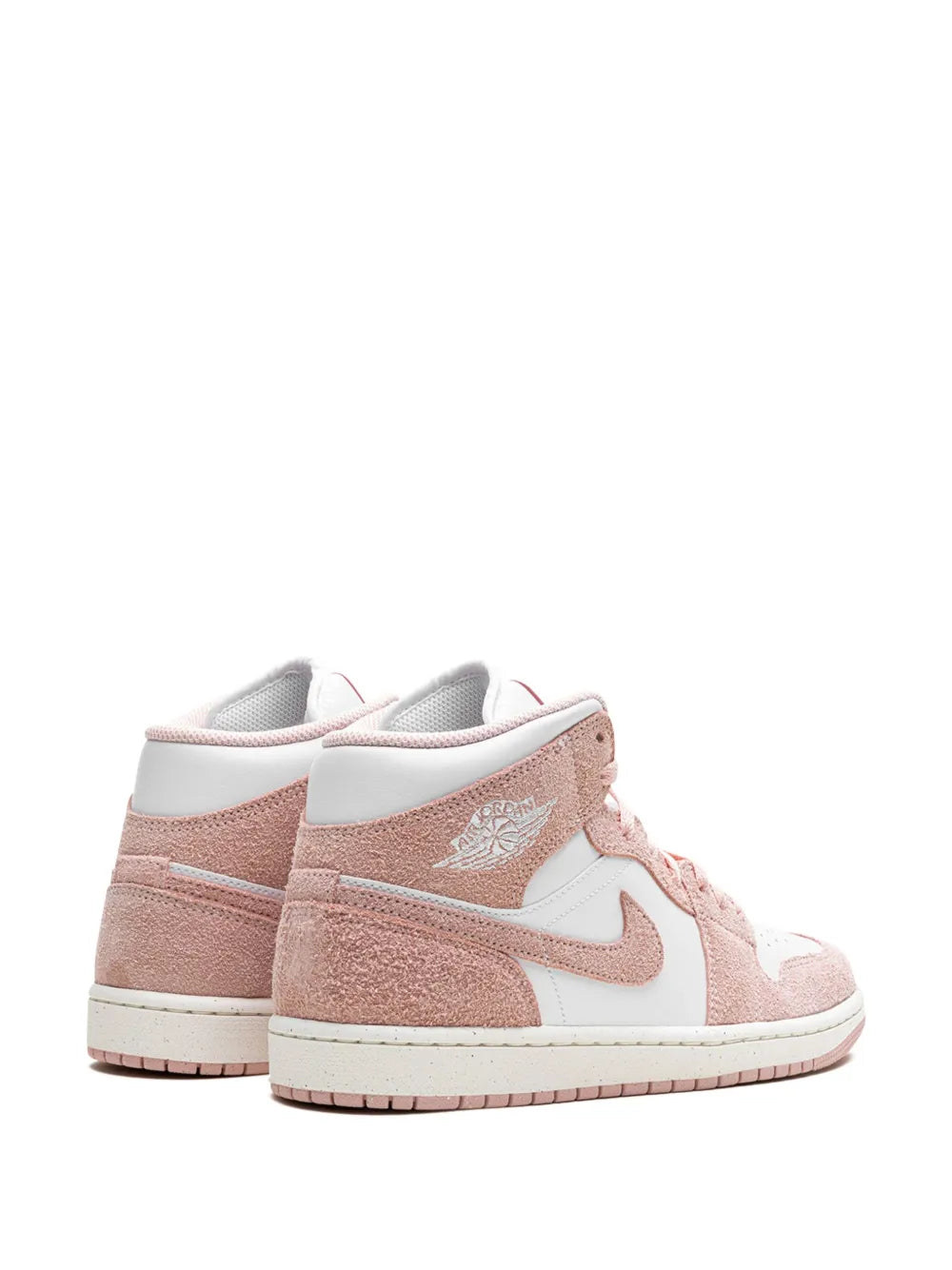 Air Jordan 1 Mid Legend Pink Sneakers — Light Pink/White — Size US M 11.5 - US W 13 — Back View