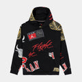 Exclusive Brooklyn Fleece All Over Print Mens Pullover Hoodie (Black/Red) — S — Front View