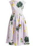 Erdem Boat Neck Midi Dress — Red/ Purple — Size XS — Front View