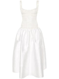 Atu Body Couture Corset Detail Flared Gown — White/ Red — Size XS — Front View