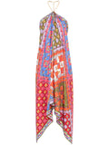 Pucci Festa Print Silk Midi Dress — Red — Size XS — Front View
