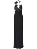 Silvia Tcherassi Lua Maxi Dress — Black/ Red — Size XS — Front View