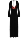 Marine Serre Scarf Detailing Maxi Dress — Black/ Red — Size XS — Front View